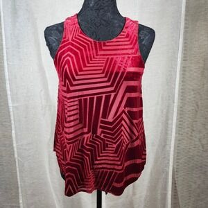 Sunday in Brooklyn Red Velvet Burnout Tank Top Sleeveless Geometric‎ Women's XS